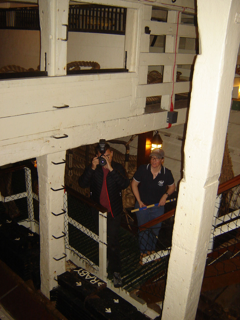 Inspecting at the bow below the orlop deck